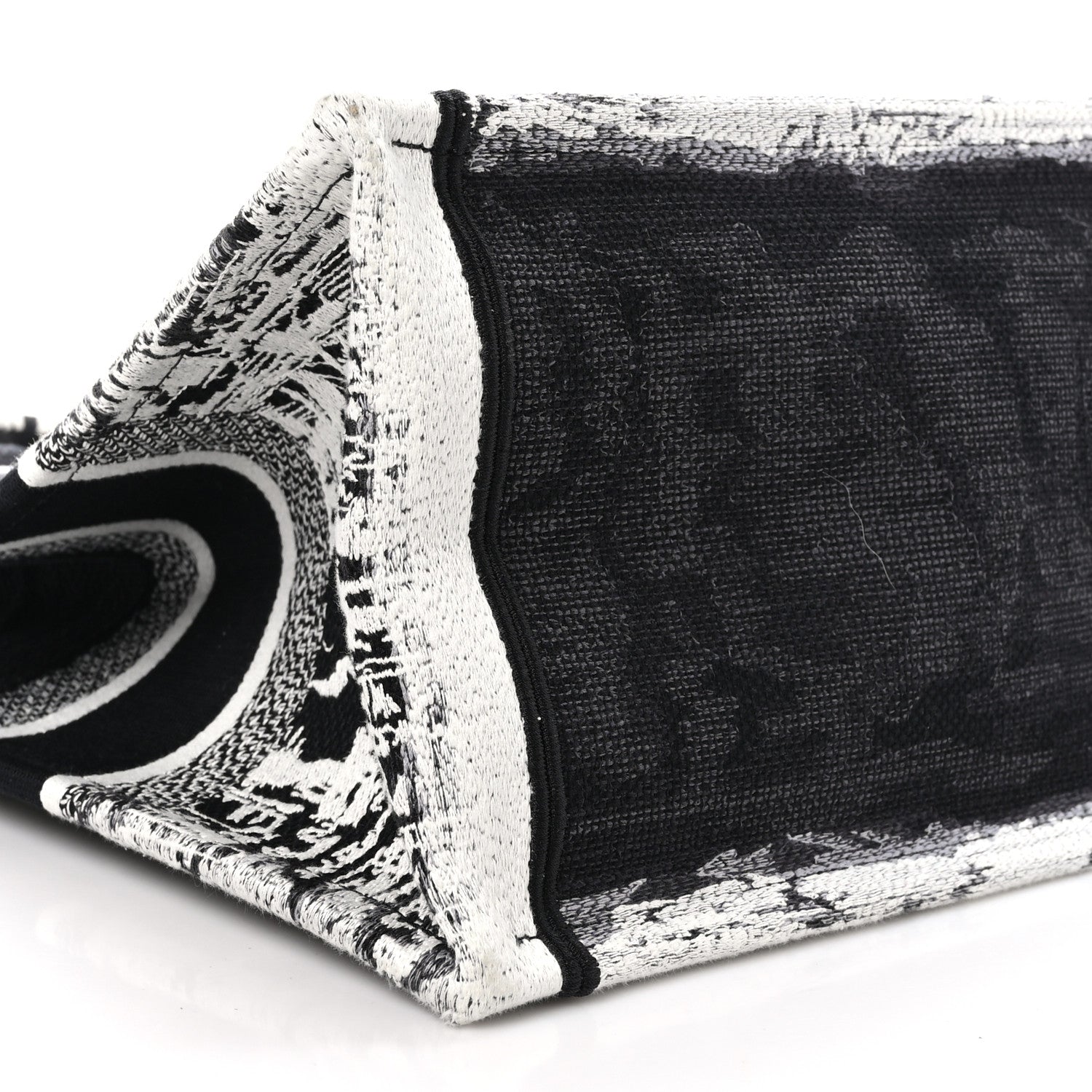 Christian Dior Canvas Embroidered Medium New York Book Tote Black White 9 of 10