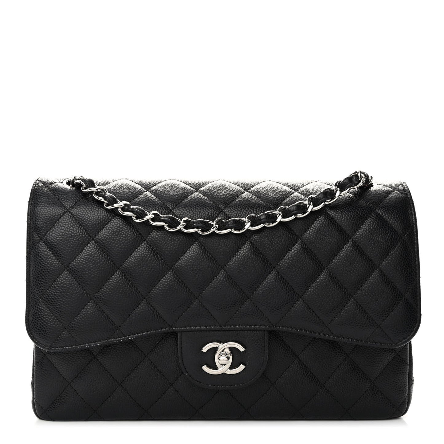 Caviar Quilted Jumbo Double Flap Black