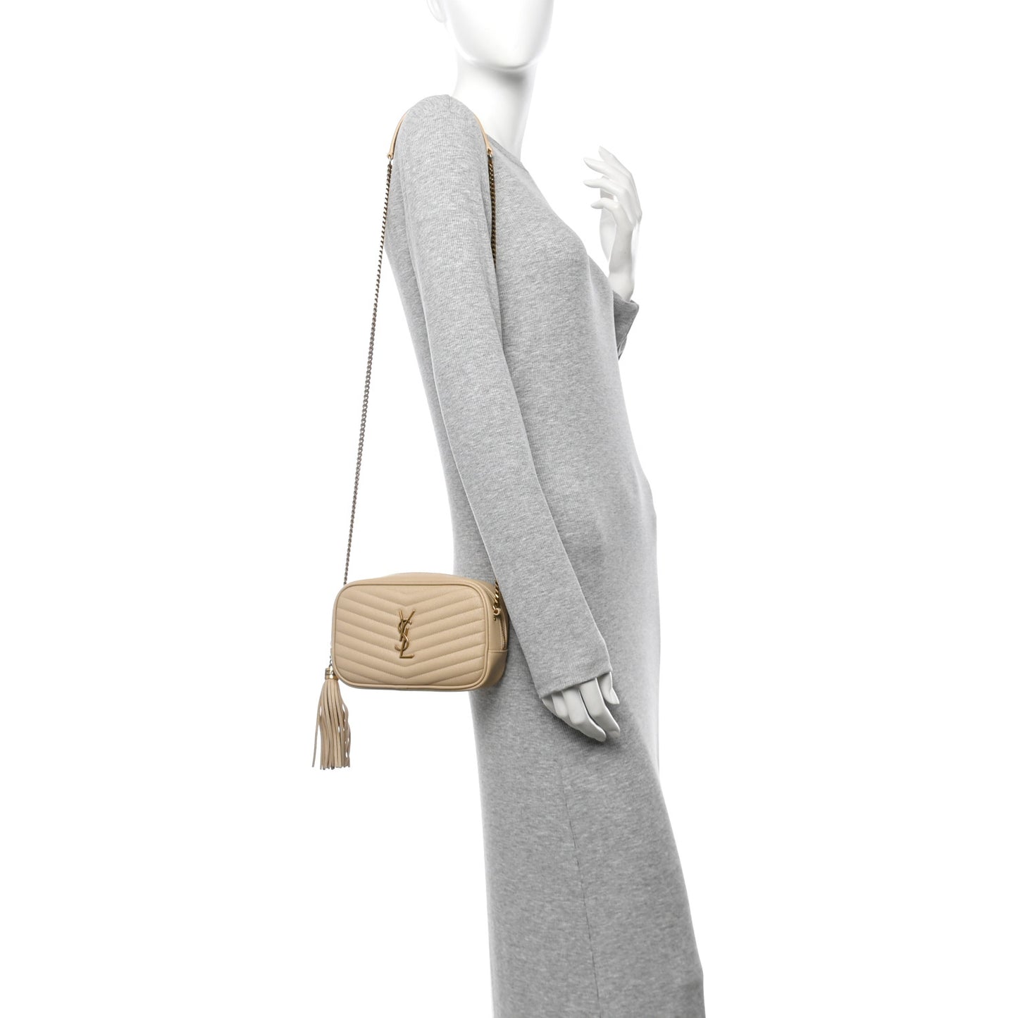 Grain De Poudre Matelasse Monogram Mini Lou Camera Bag Dark Beige