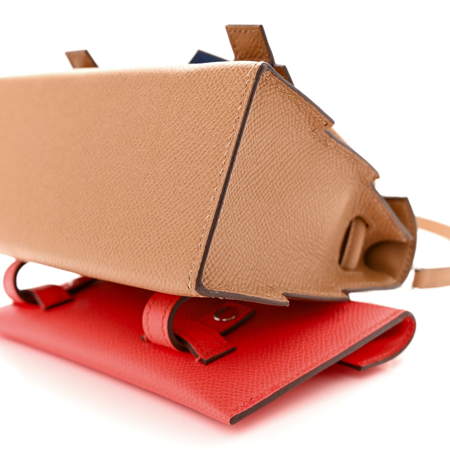 Hermes Epsom Swift Quelle Idole Picto Kelly Doll Handbag Biscuit Rose Texas Blue France 11 of 13