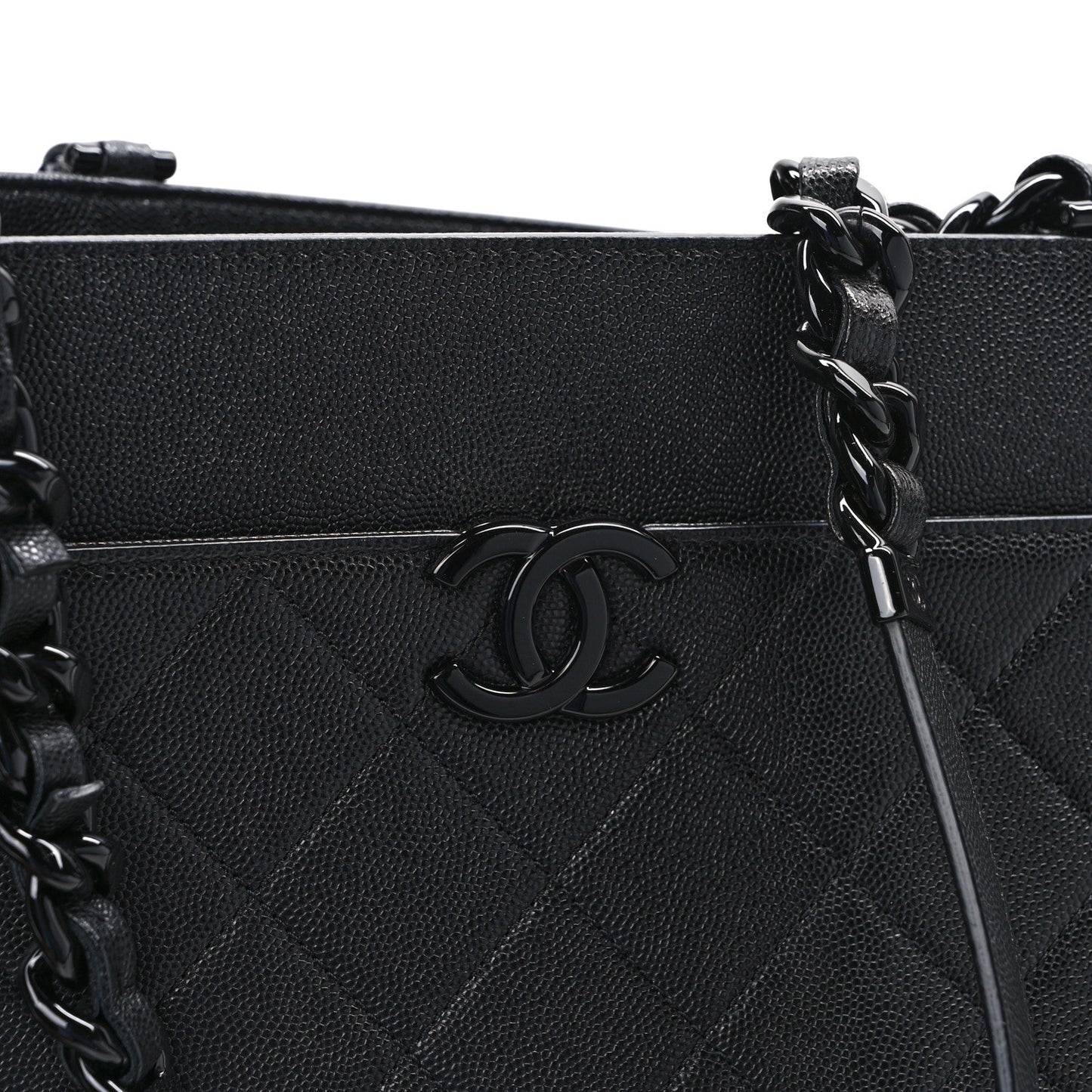 Caviar Quilted My Everything Large Shopping Tote Black