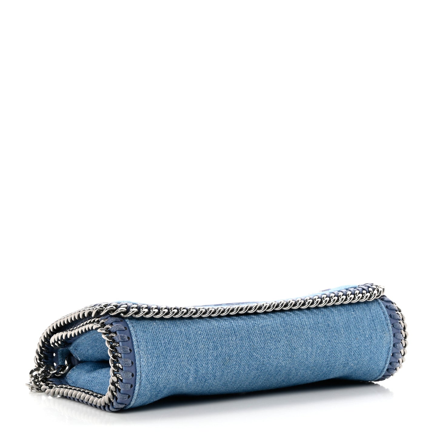 Eco Denim Embroidered Zigarette Falabella Crossbody Blue