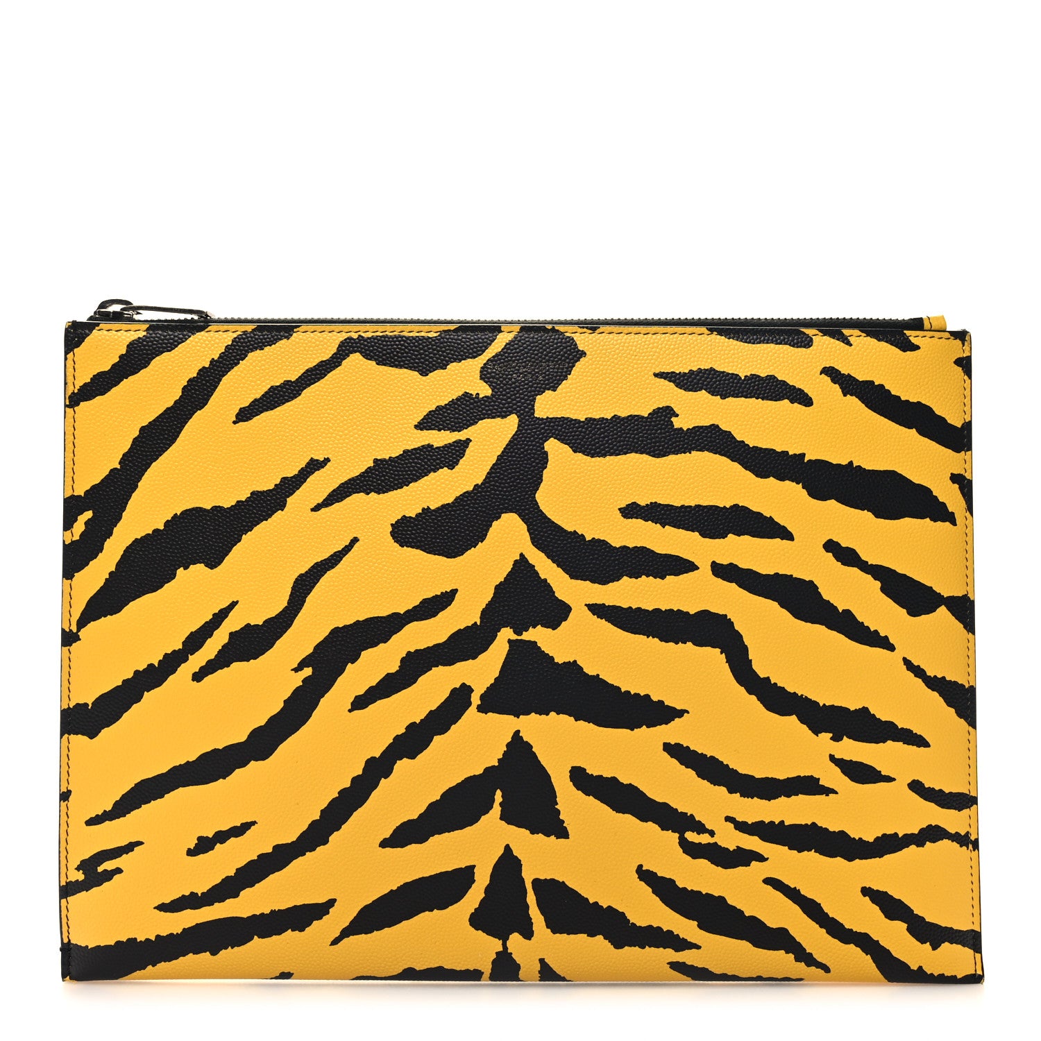 Saint Laurent Grain De Poudre Zebra Print Zipped Tablet Holder Yellow Black 1 of 10