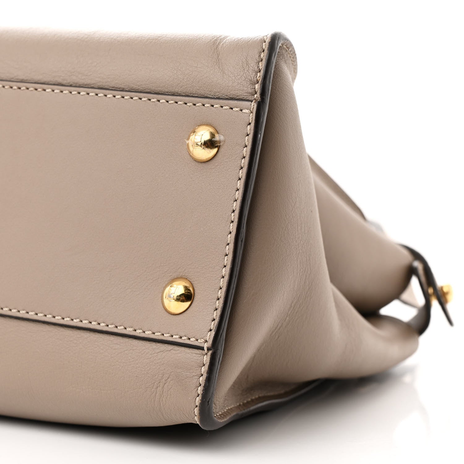 Fendi Vitello Seta Shiny Nappa Plexiglass Medium Peekaboo I SEE U Satchel Tortora 11 of 12