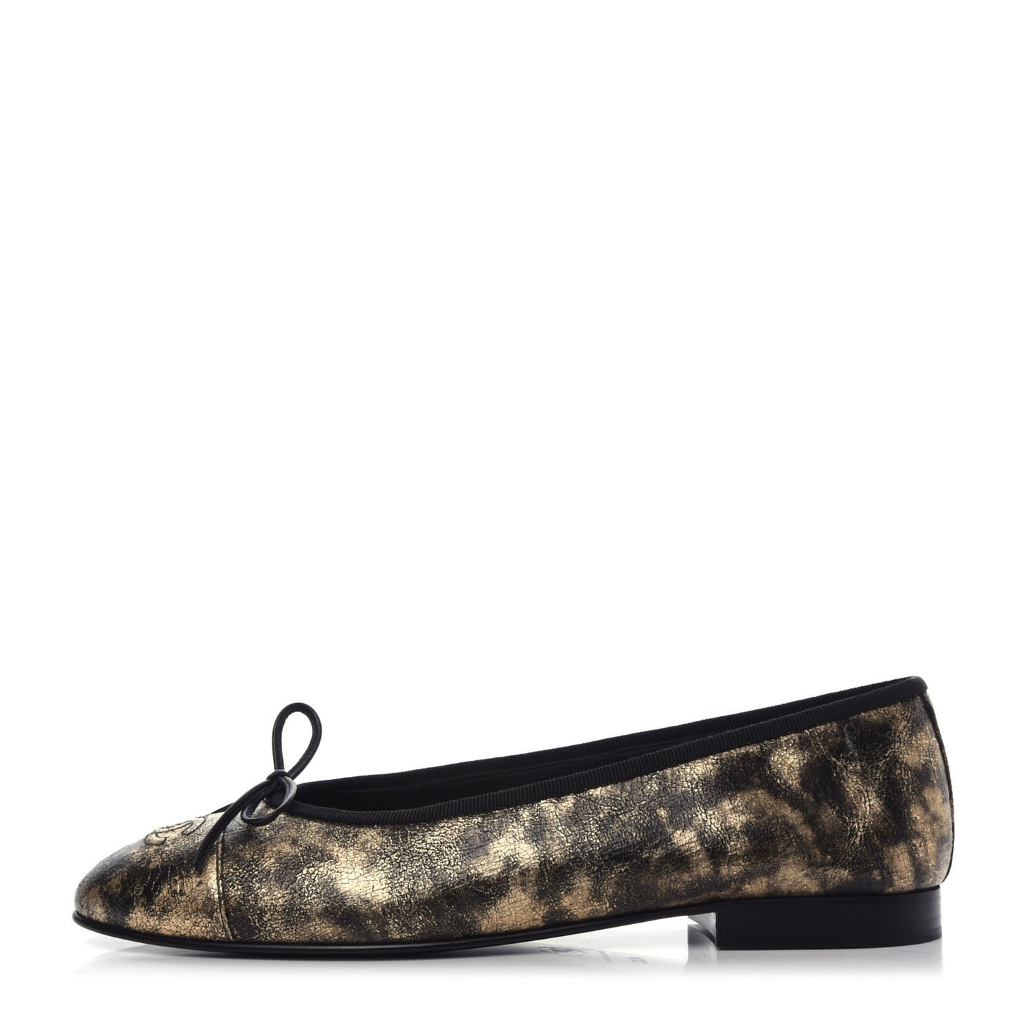 Laminated Goatskin Cap Toe CC Ballerina Flats 40 Gold