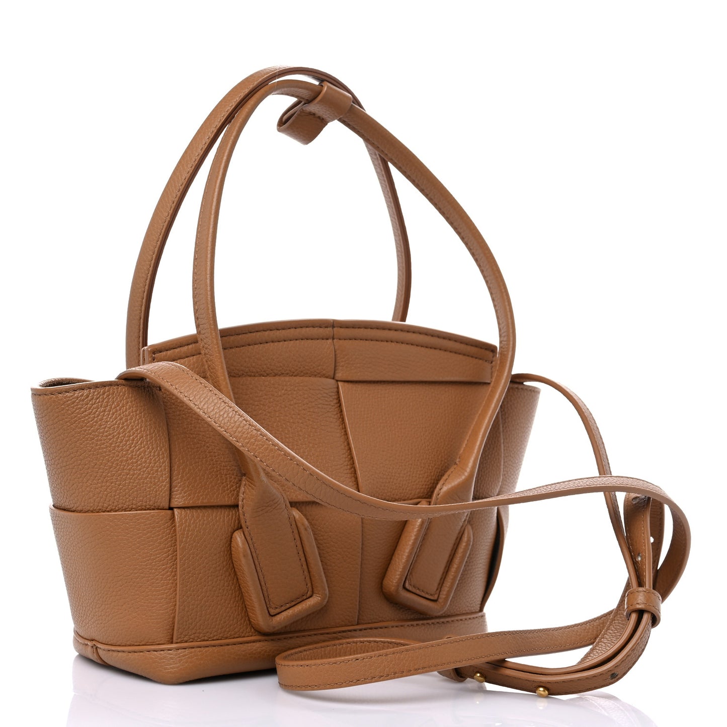 Grained Calfskin Maxi Intrecciato Mini Arco Caramel