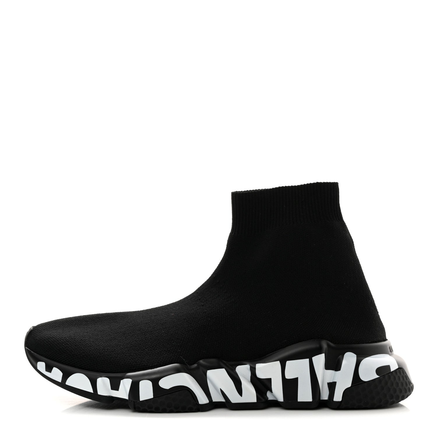 Balenciaga Neoprene Knit Womens Speed Graffiti Sneakers 38 Black White 1 of 9
