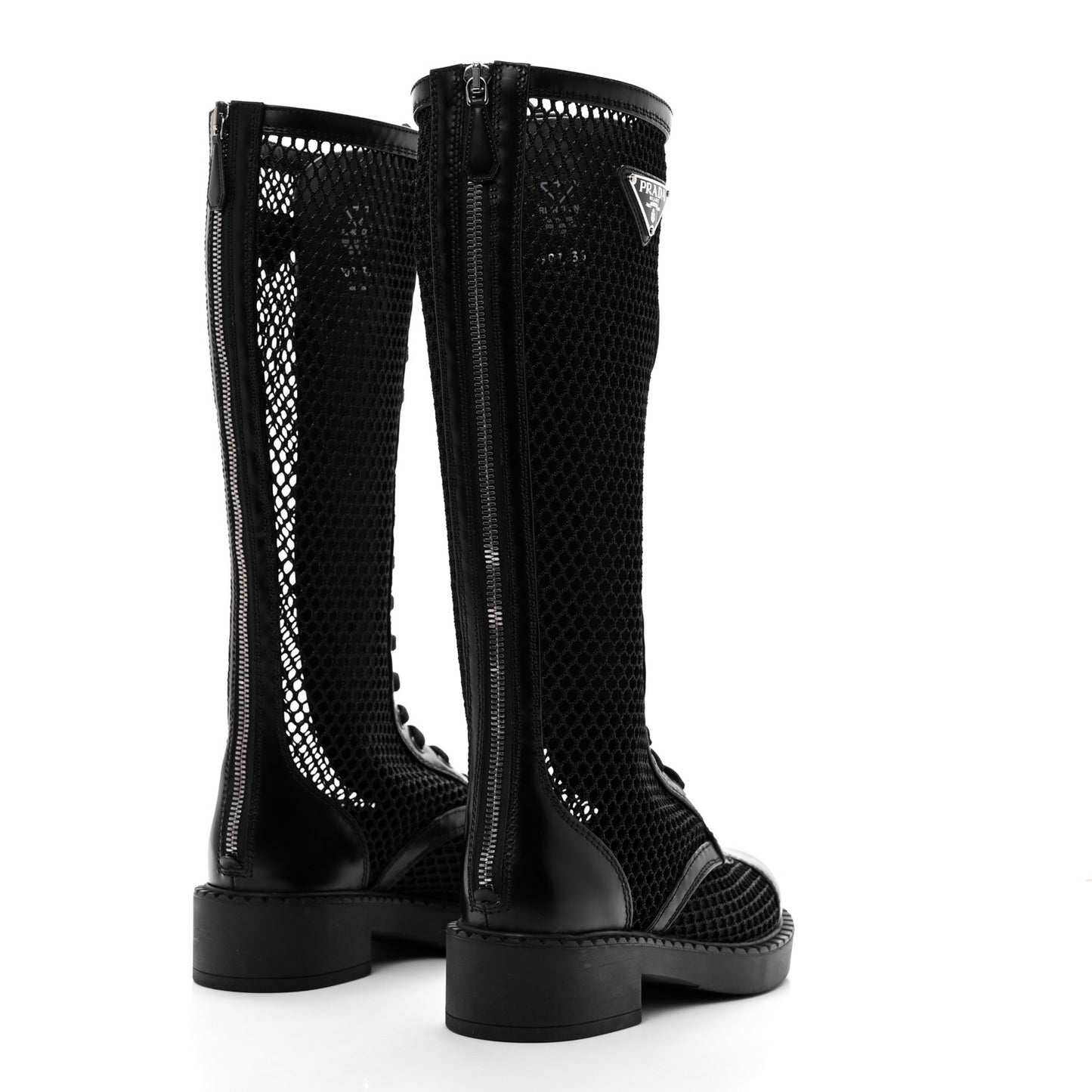 Rete Spazzolato Rois Metal Triangle Logo Womens Knee High 50mm Boots 35 Black