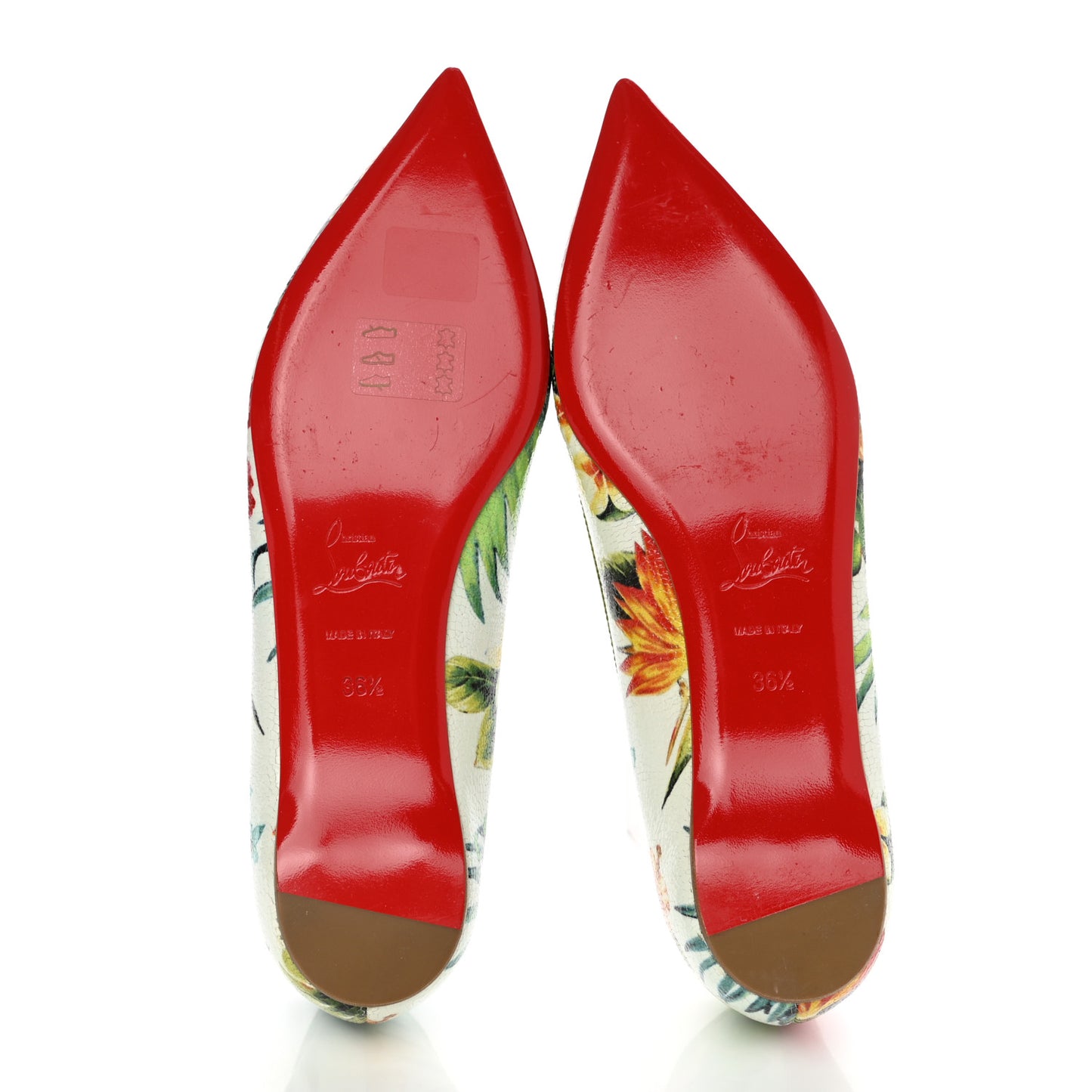 Embossed Leather Hawaii Flats 36.5 Multicolor