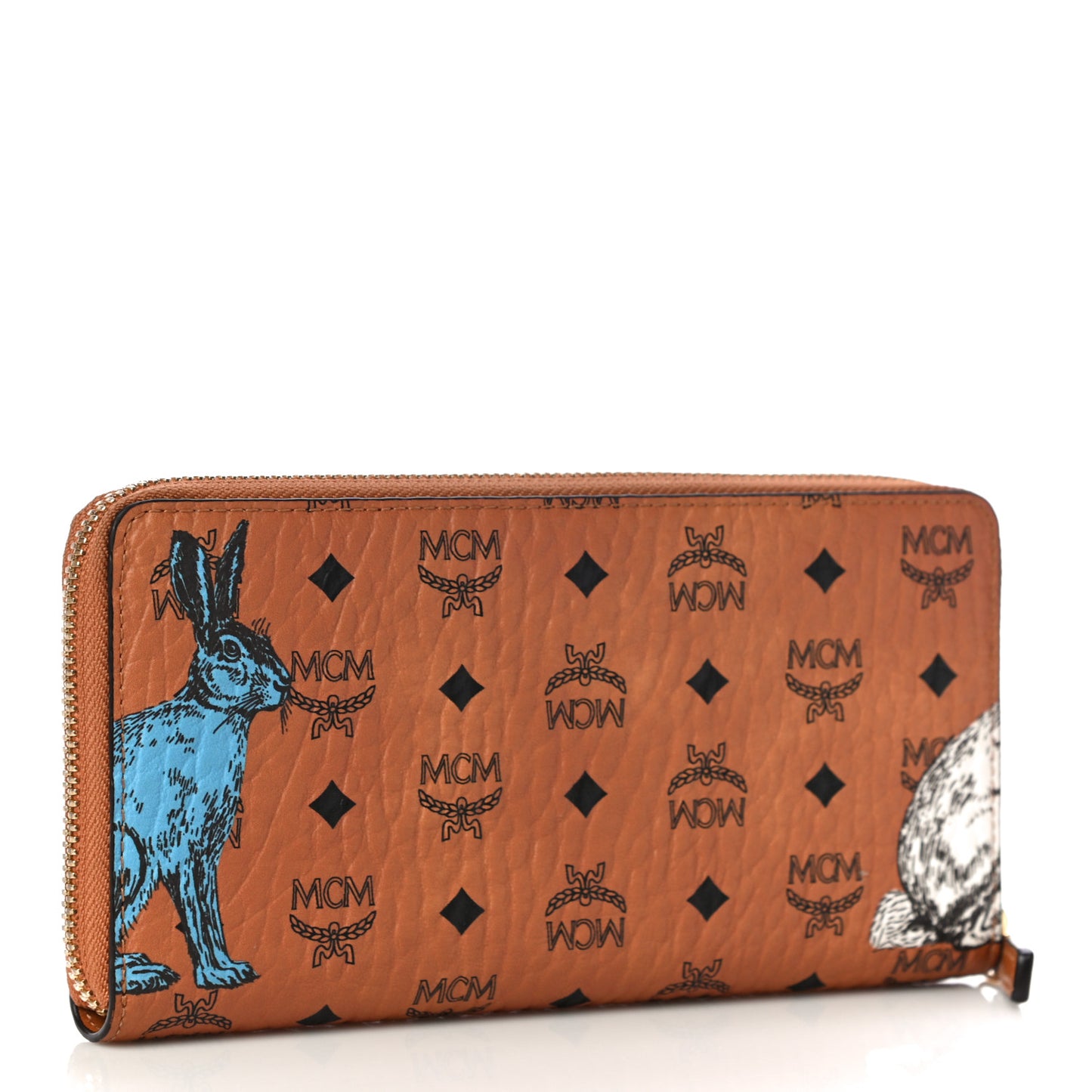 Visetos Rabbit Zip Around Wallet Cognac