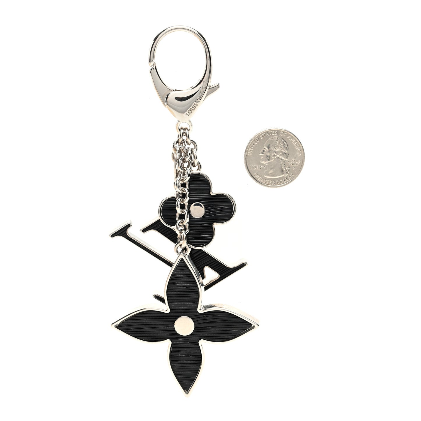Fleur d Epi Bag Charm Key Holder Black