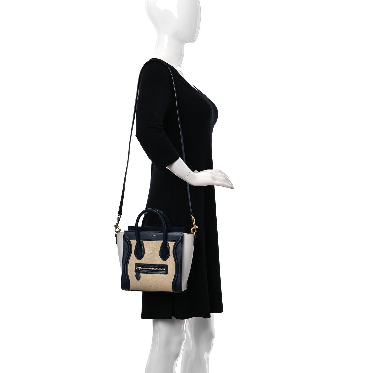 Celine Drummed Calfskin Nano Tri-Color Luggage Firefly 2 of 13