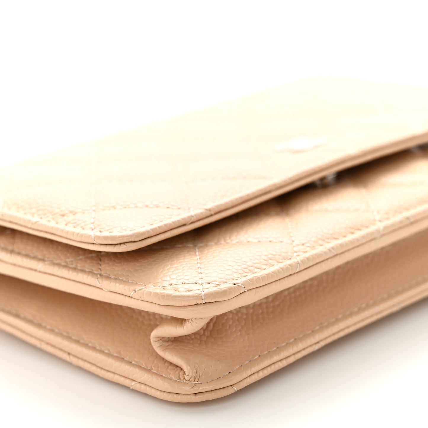 Caviar Quilted Wallet On Chain WOC Beige