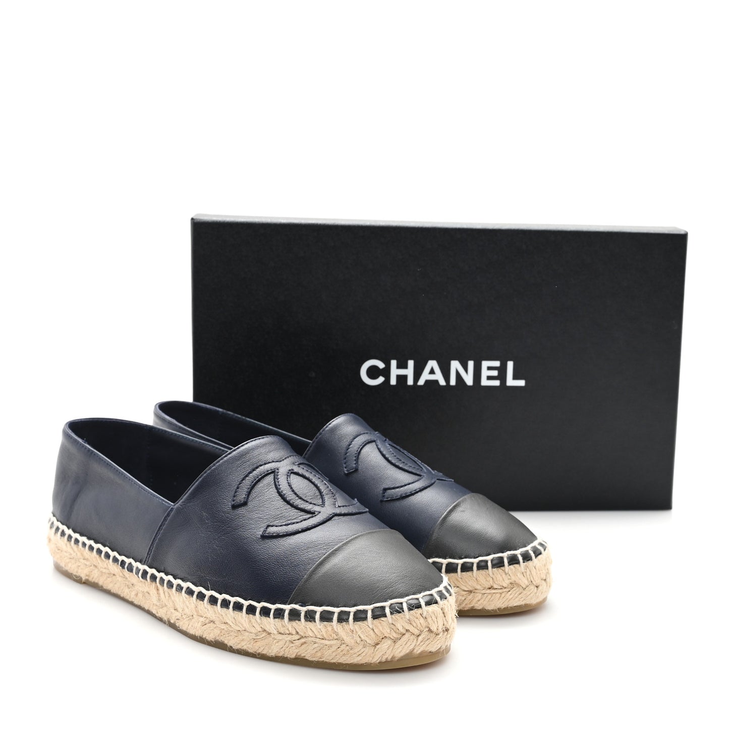 Lambskin CC Espadrilles 37 Navy Blue Gray