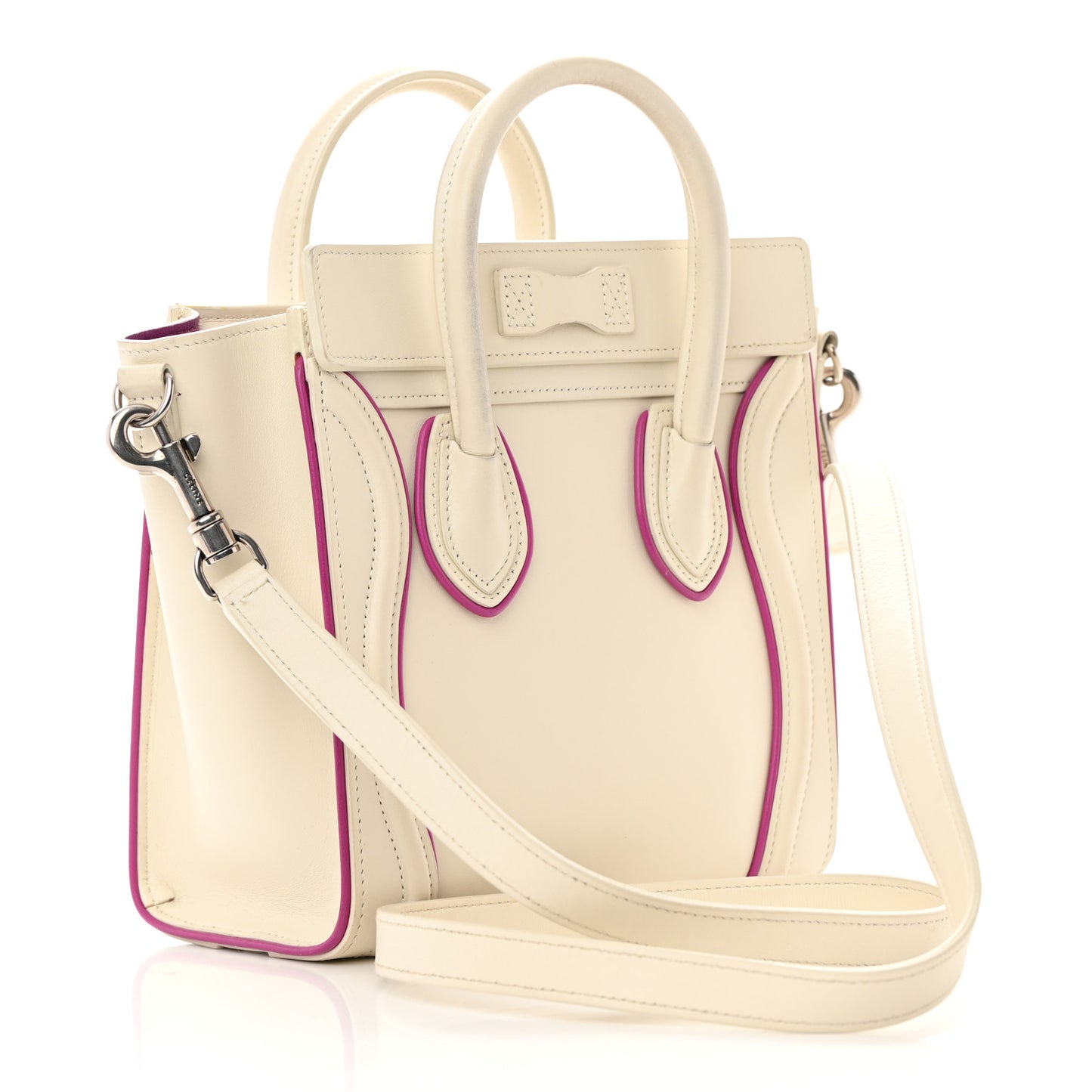 Smooth Calfskin Nano Luggage White Magenta