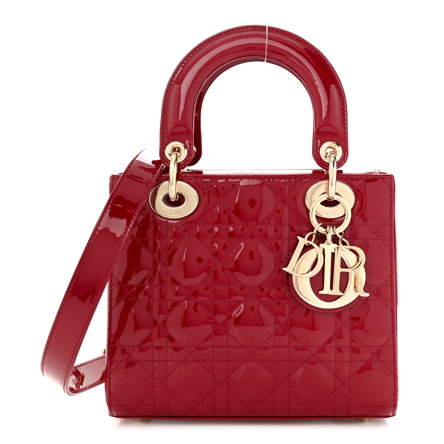 Christian Dior Patent Cannage Small Lady Dior Cherry Red 1383242