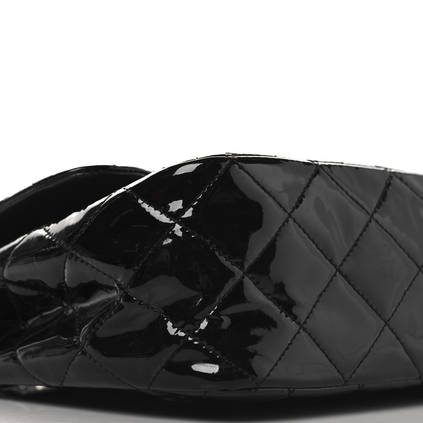 Patent Quilted Jumbo Single Flap Black