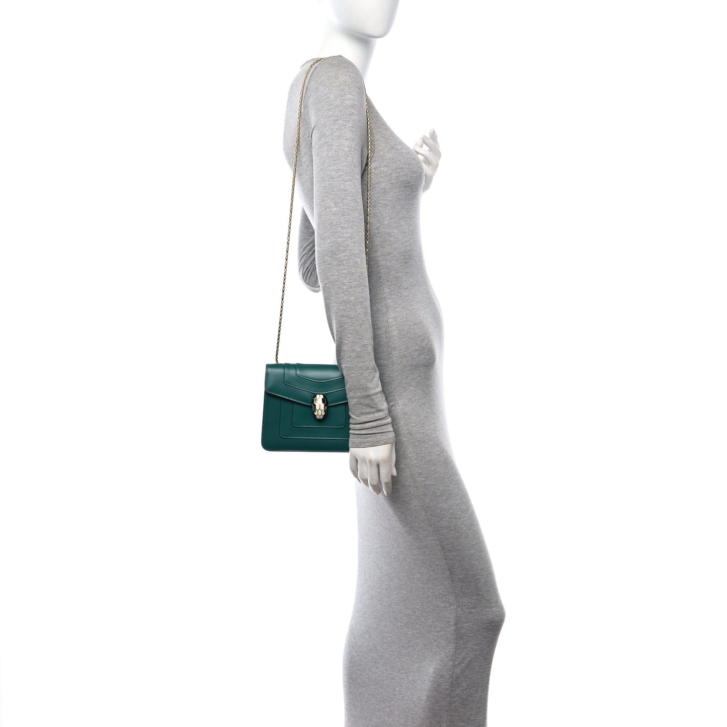 Calfskin Small Serpenti Forever Snake Strap Crossbody Bag Emerald Green