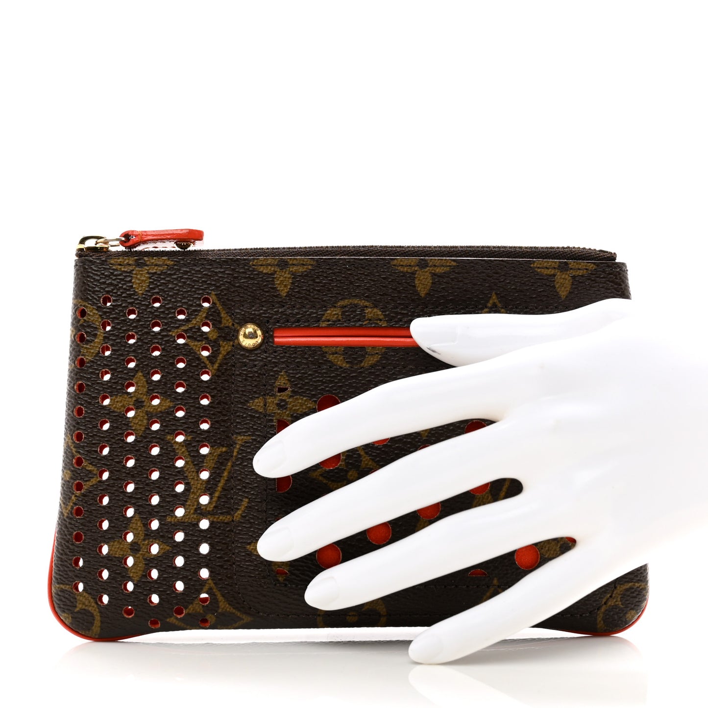 Monogram Perforated Pochette Plat Orange