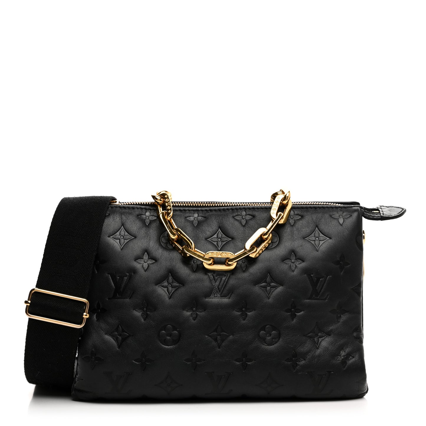 Lambskin Embossed Monogram Coussin PM Black