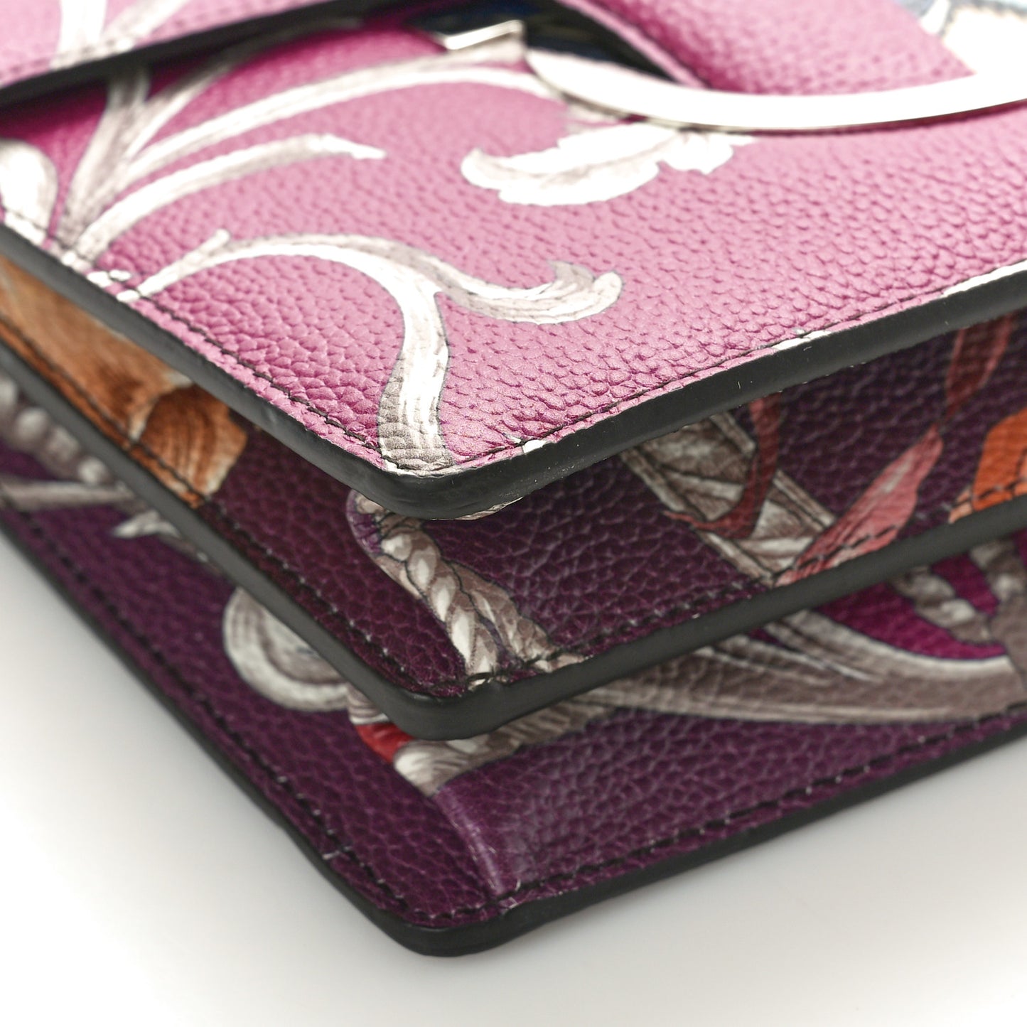 Calfskin Elisabetta Piccolo Print Thalia Crossbody Bag Black Burgundy Multicolor