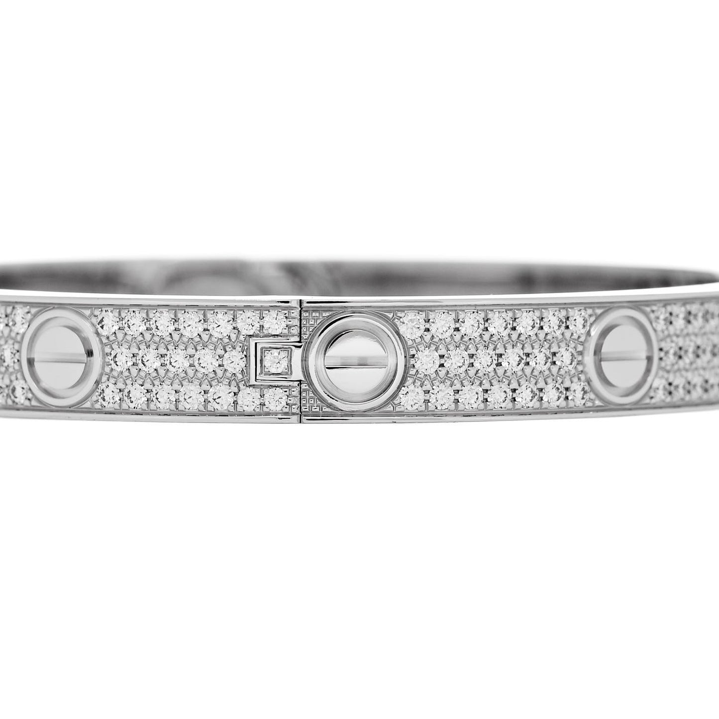 18K White Gold Diamond LOVE Paved Bracelet 18