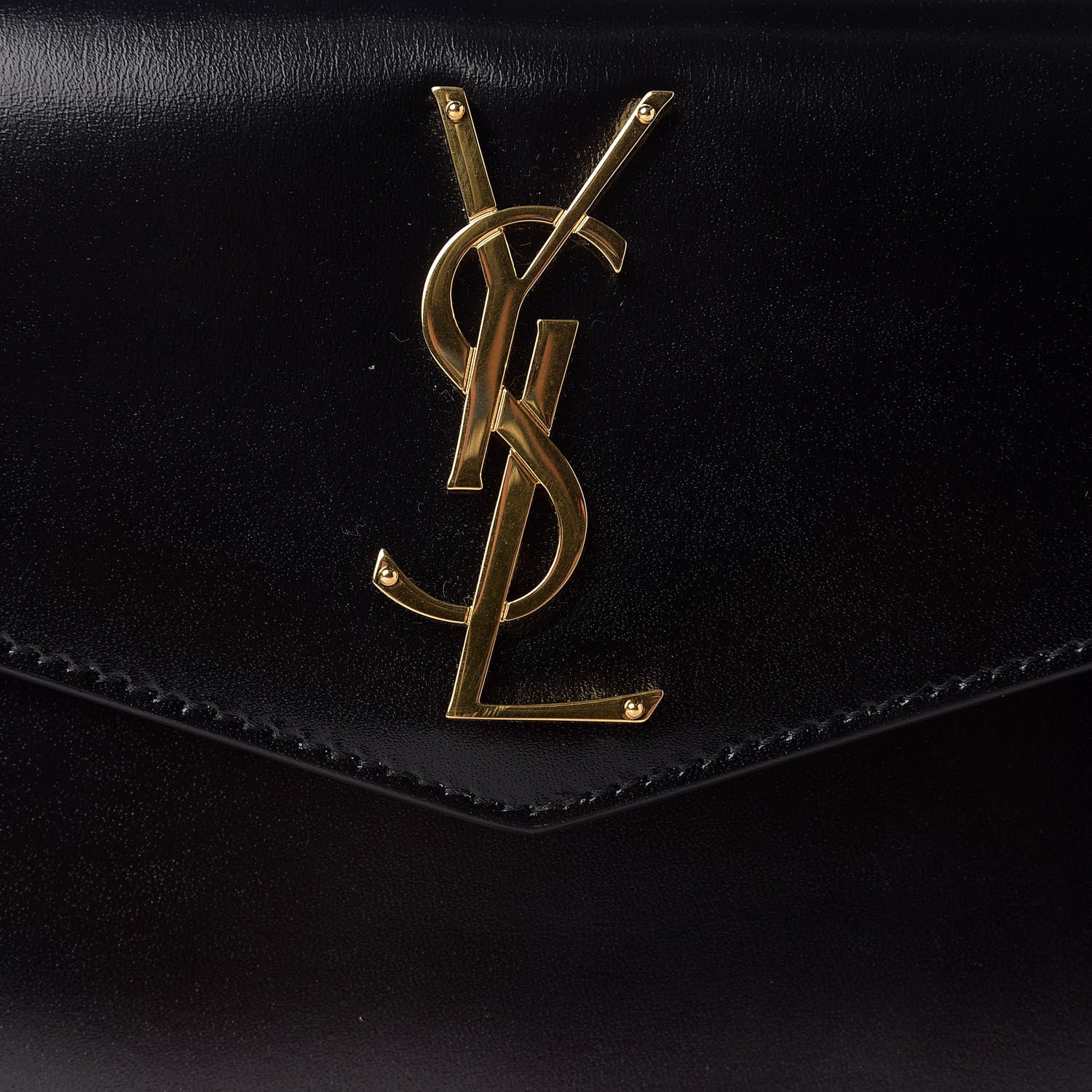 Saint Laurent Smooth Shiny Calfskin Monogram Uptown Pouch Black 9 of 10