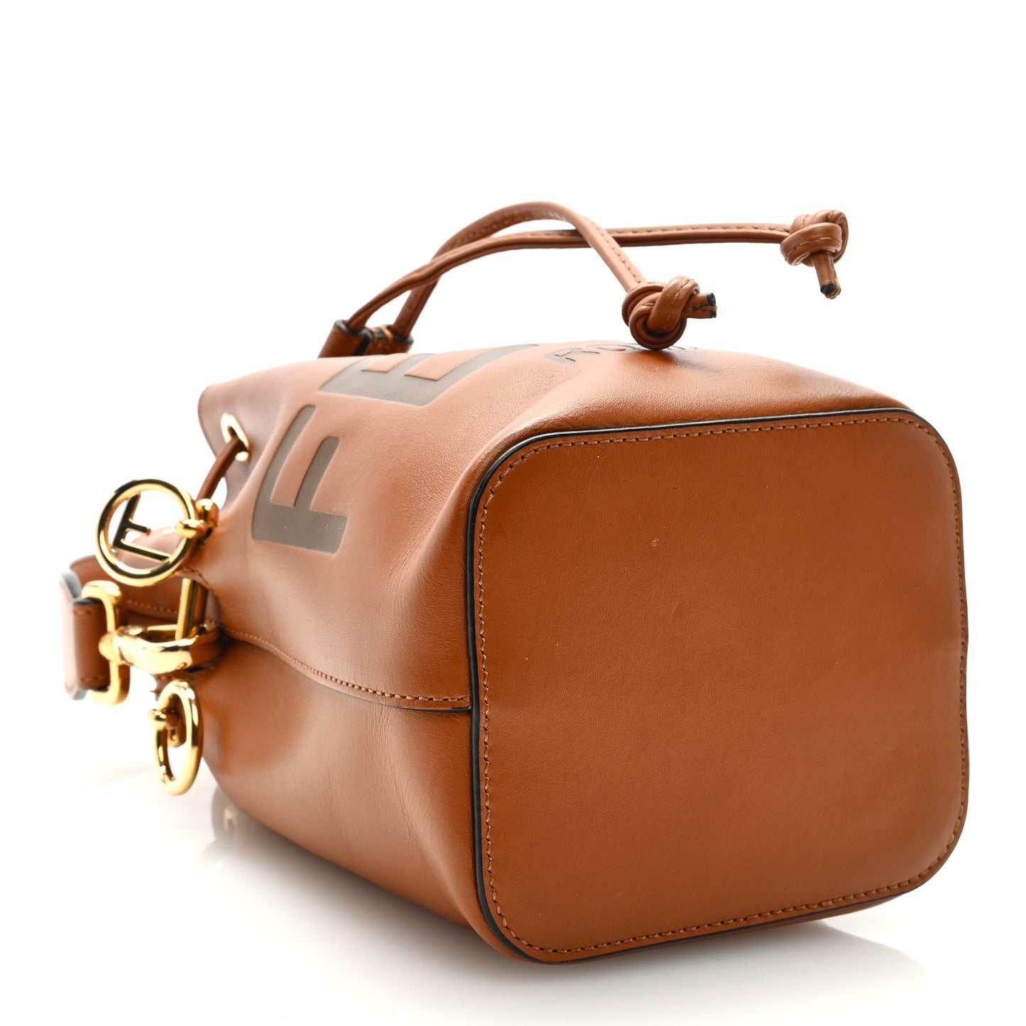 Vitello King F is Fendi Logo Embossed Mini Mon Tresor Bucket Bag Cuoio