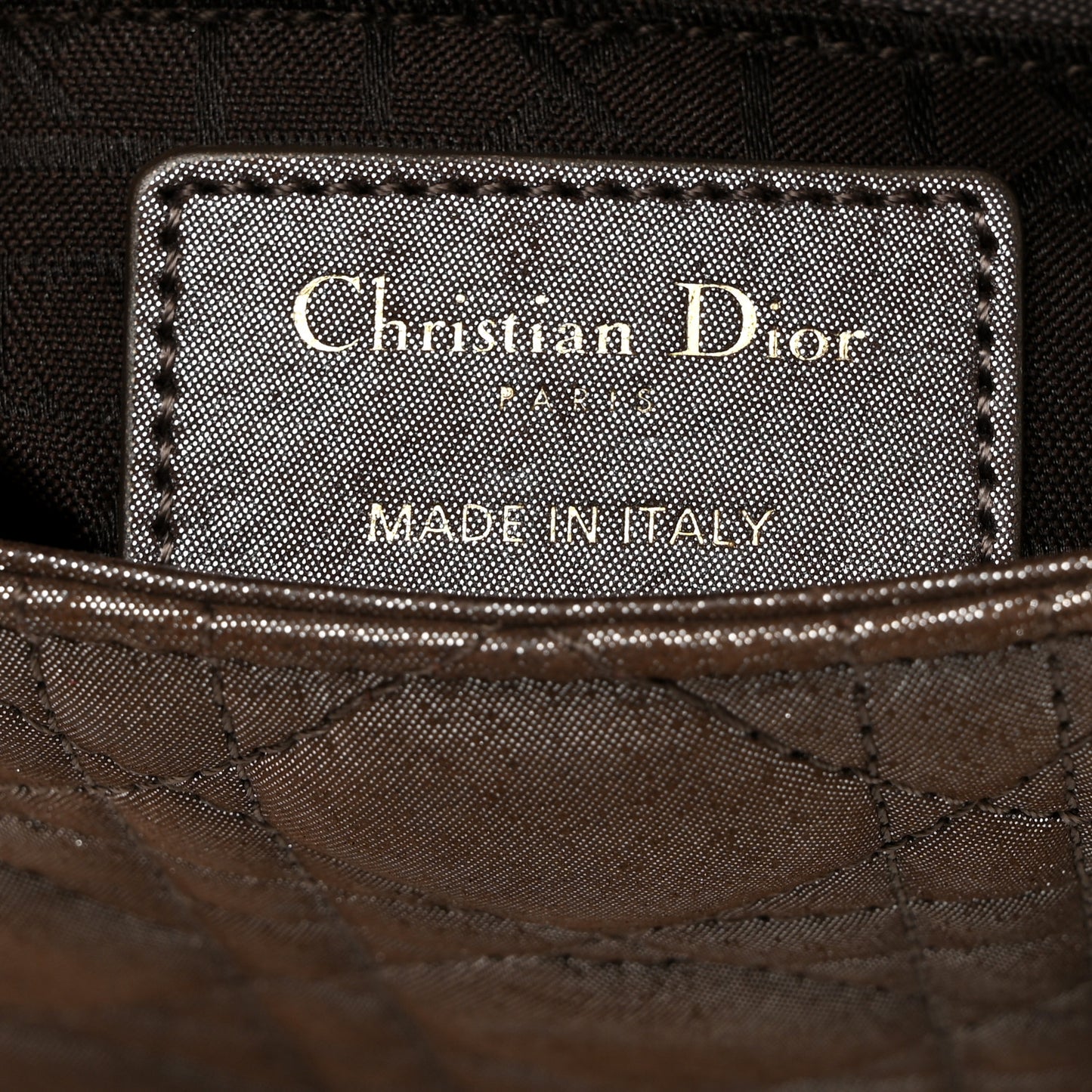 Metallic Calfskin Cannage Mini Lady Dior Brown