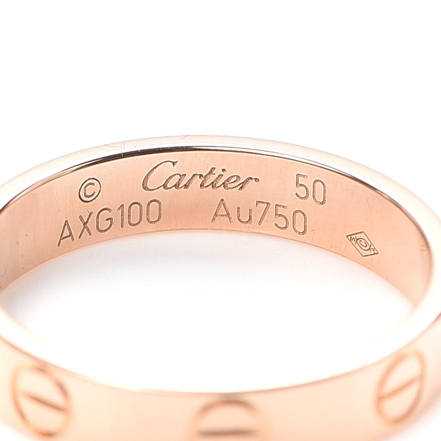 18K Pink Gold 3.5mm LOVE Wedding Band Ring 50 5.25