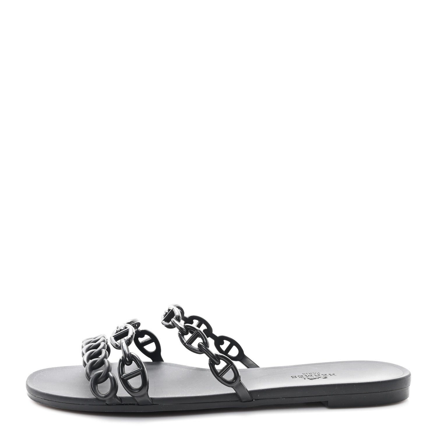 Hermes Rubber Chaine d'Ancre Rivage Sandals 38 Black 1752480