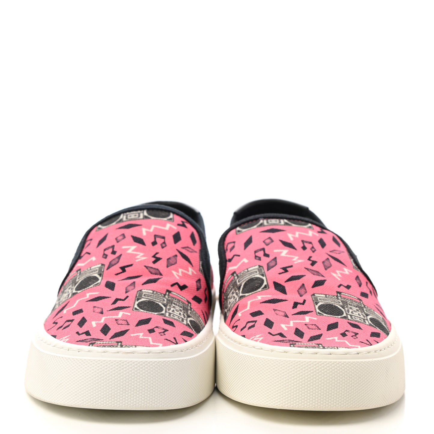 Canvas Radio Print Mens Venice Slip On Sneakers 41 Pink Black White