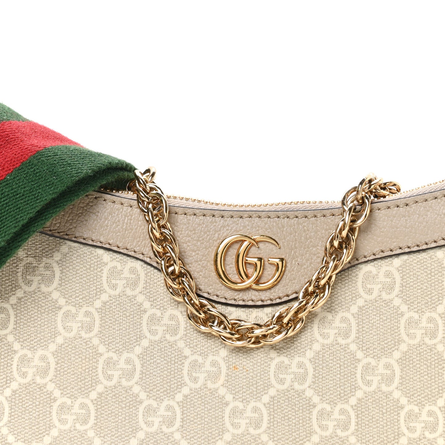 GG Supreme Monogram Textured Dollar Calfskin Web Small Ophidia GG Handbag Beige Mystic White Oatmeal