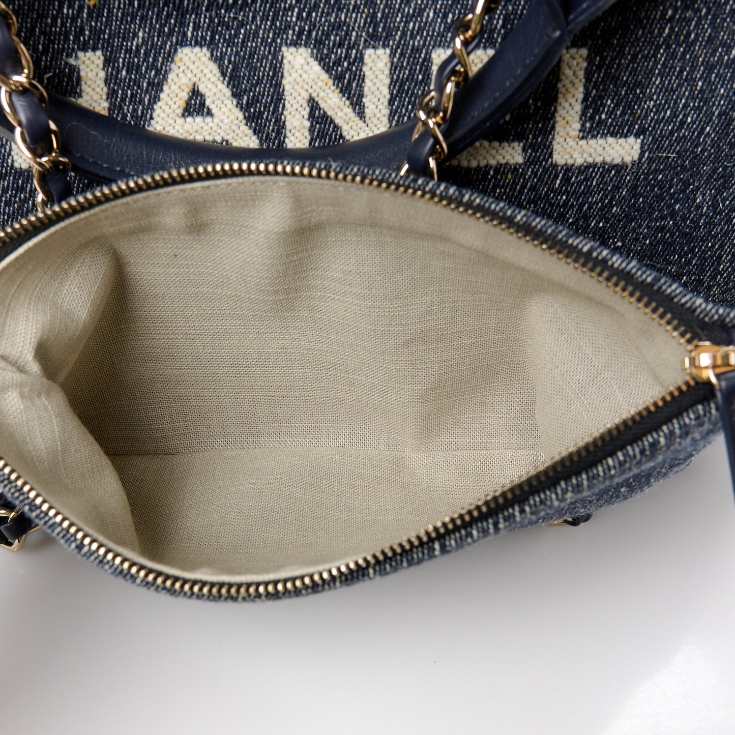 Denim Small Deauville Tote Dark Blue White