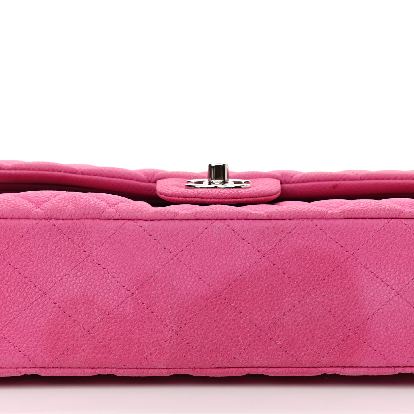 Iridescent Caviar Quilted Medium Double Flap Pink