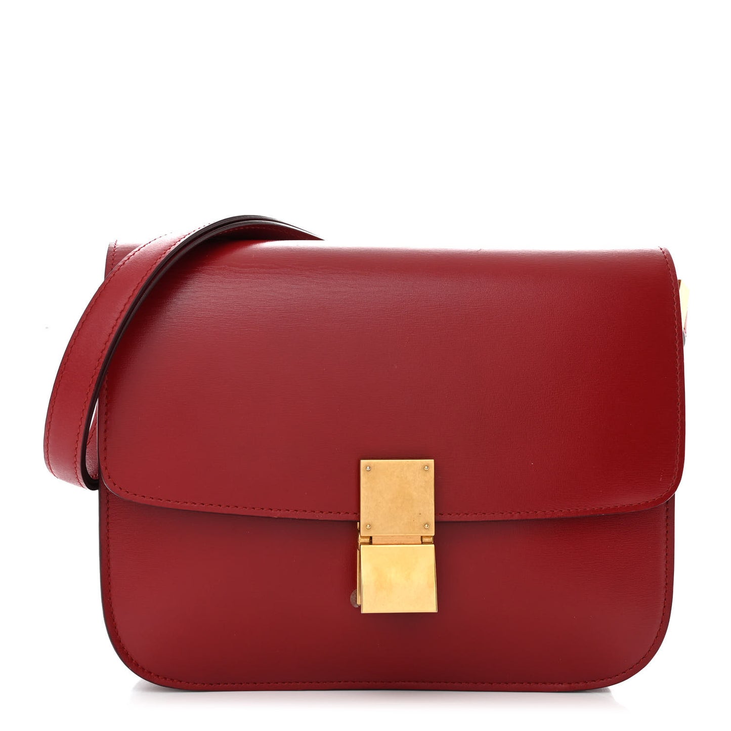 Box Calfskin Medium Classic Box Flap Bag Red