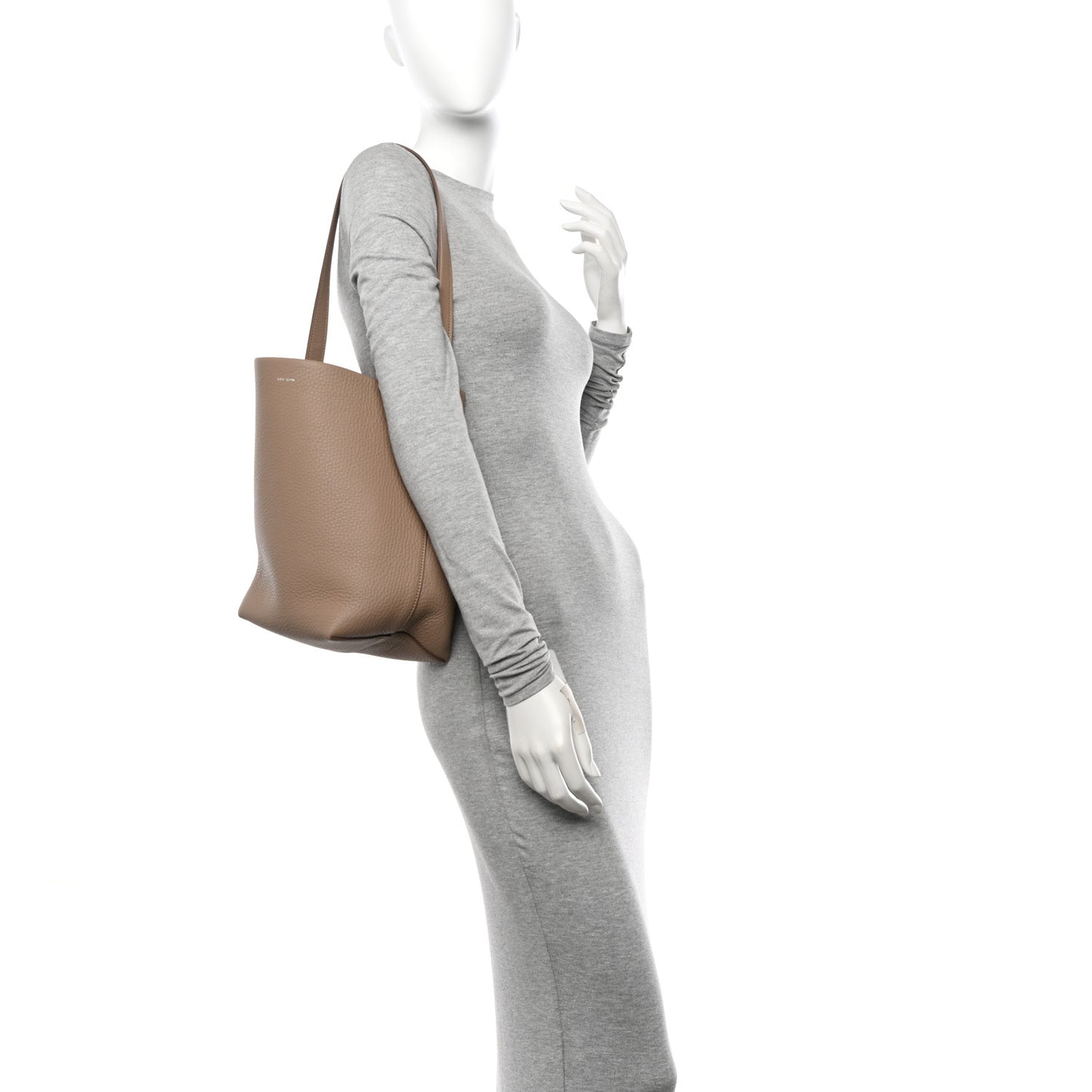 Grained Calfskin Medium N/S Park Tote Dark Taupe