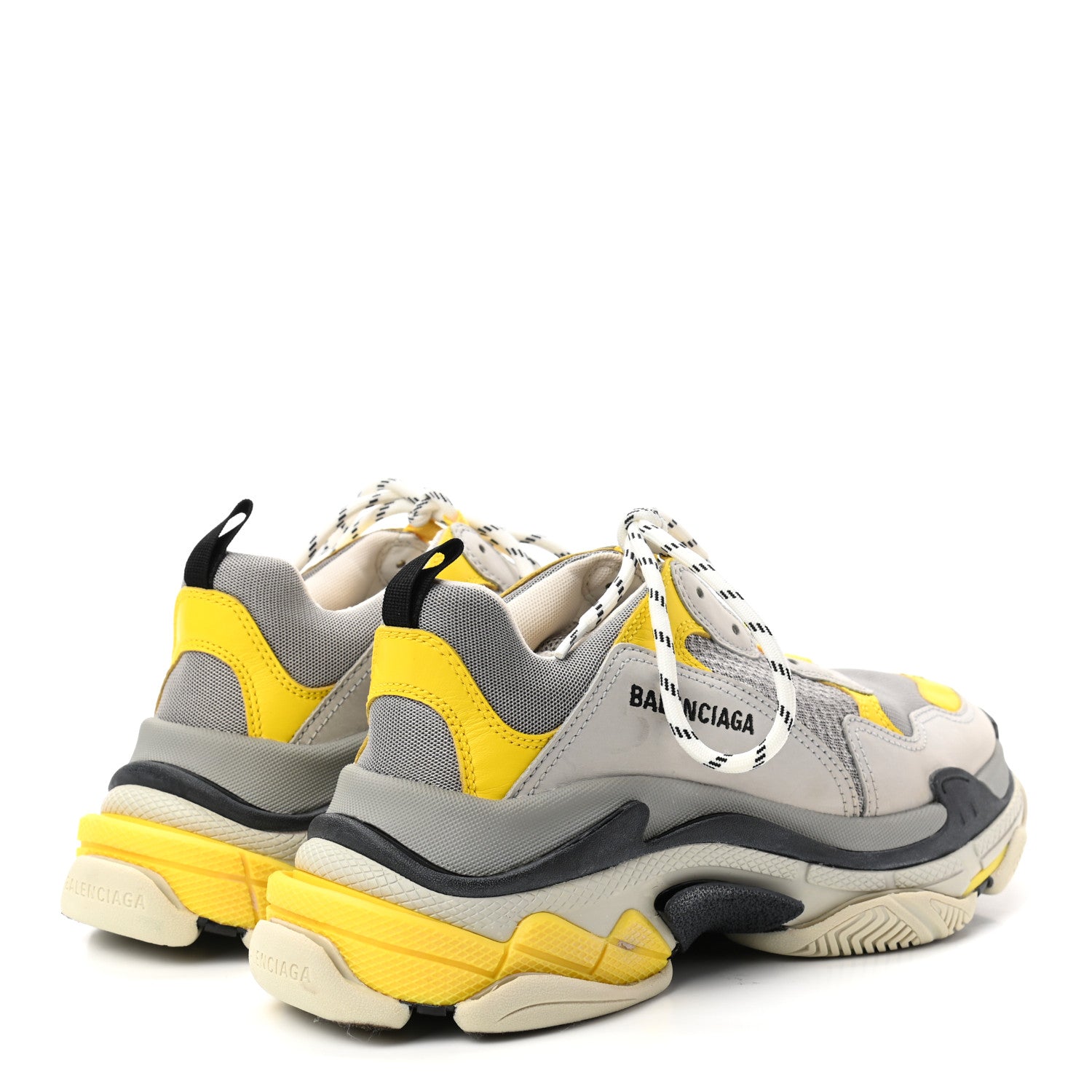 Balenciaga Fabric Mesh Mens Triple S Sneakers 41 Yellow Grey White 4 of 9