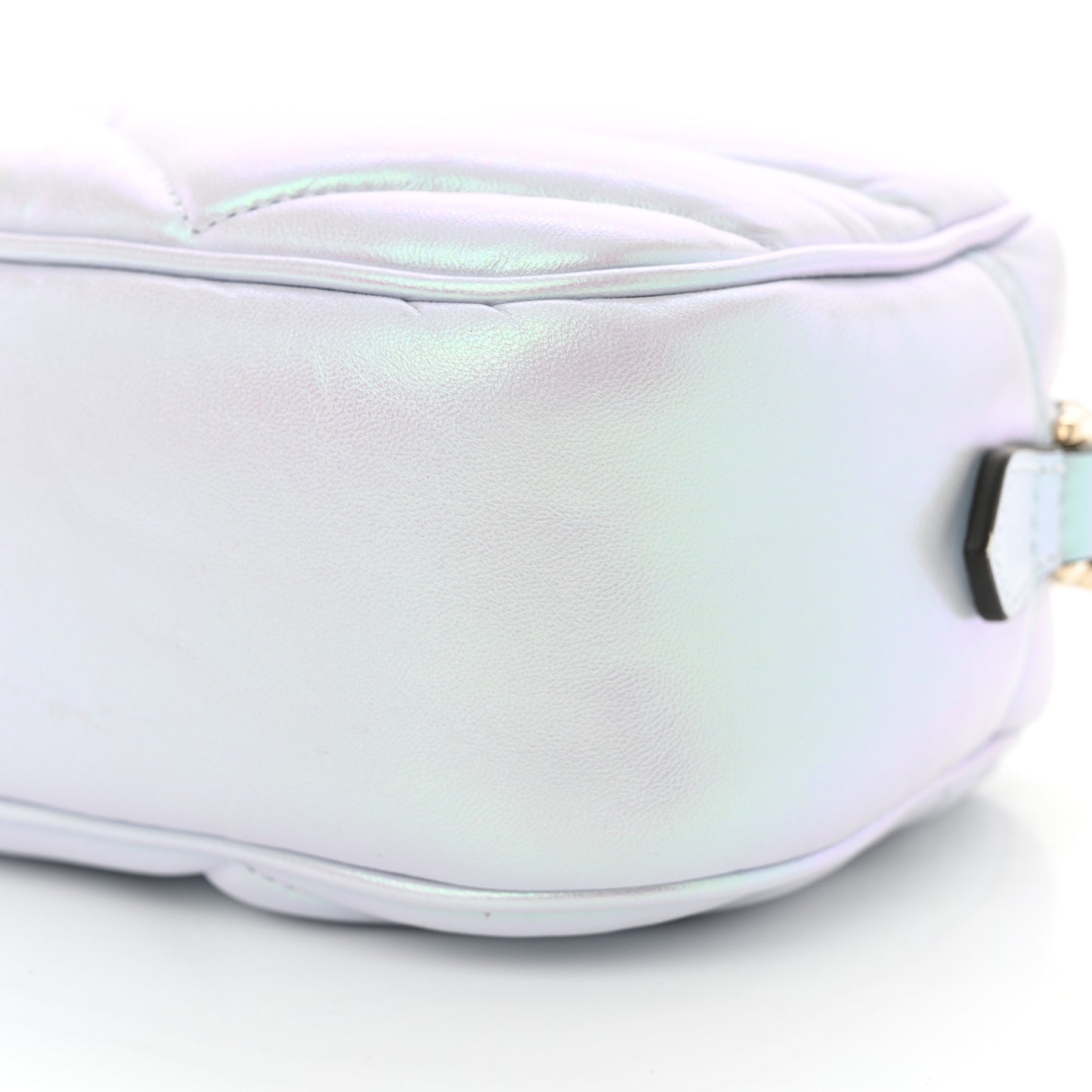 Iridescent Nappa Chevron Matelasse Small GG Marmont Chain Shoulder Bag Iridescent Snow Light Blue