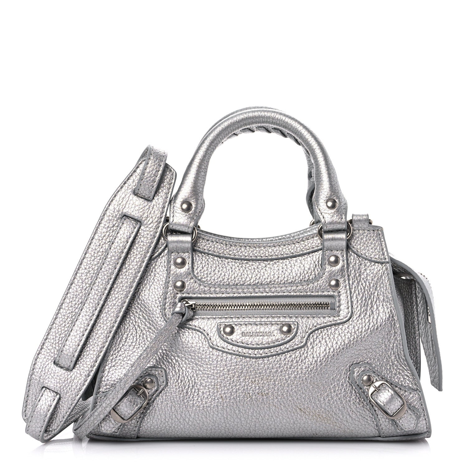 Balenciaga Metallic Grained Calfskin Neo Classic Silver Hardware