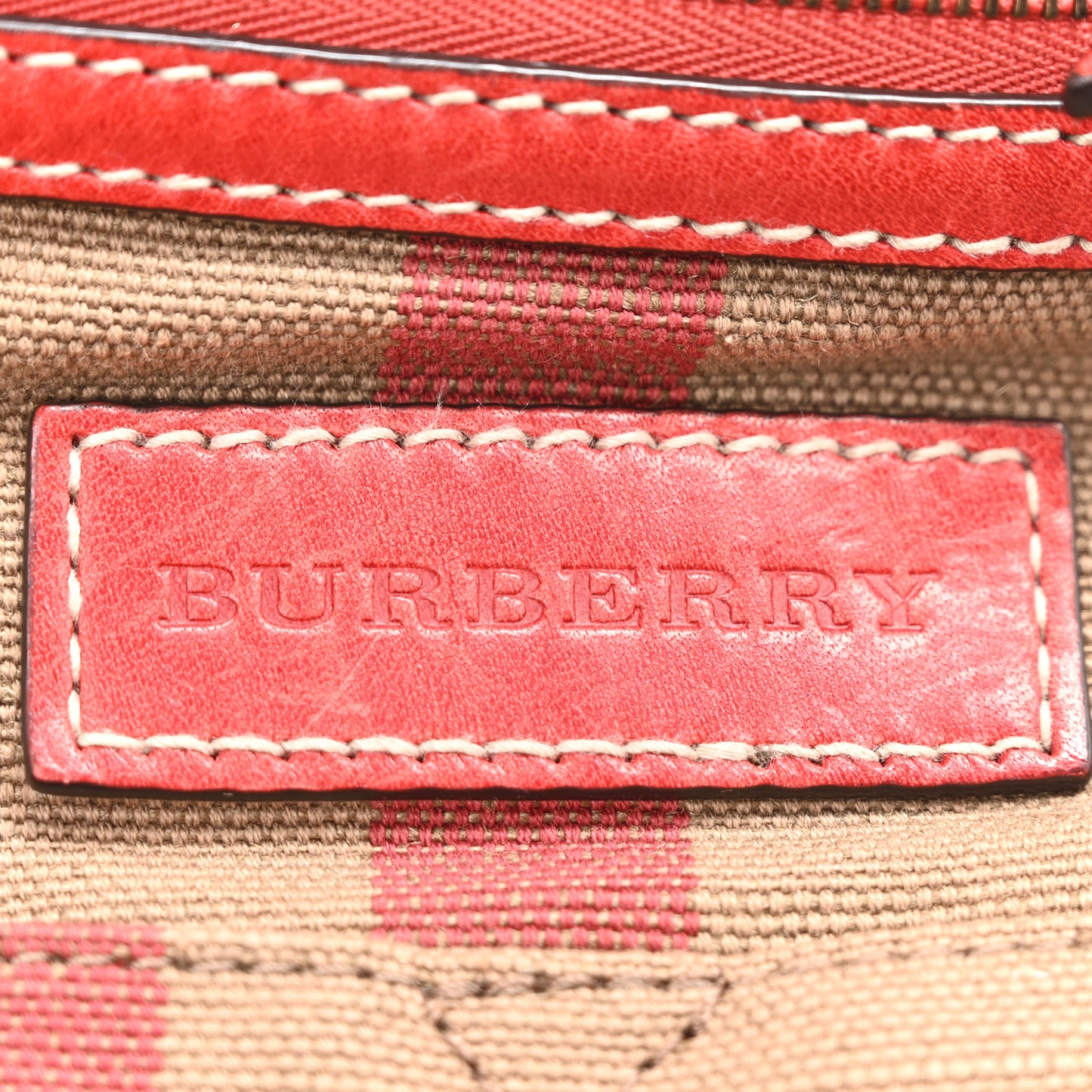 Canvas Mega Check Medium Ashby Bucket Bag Red