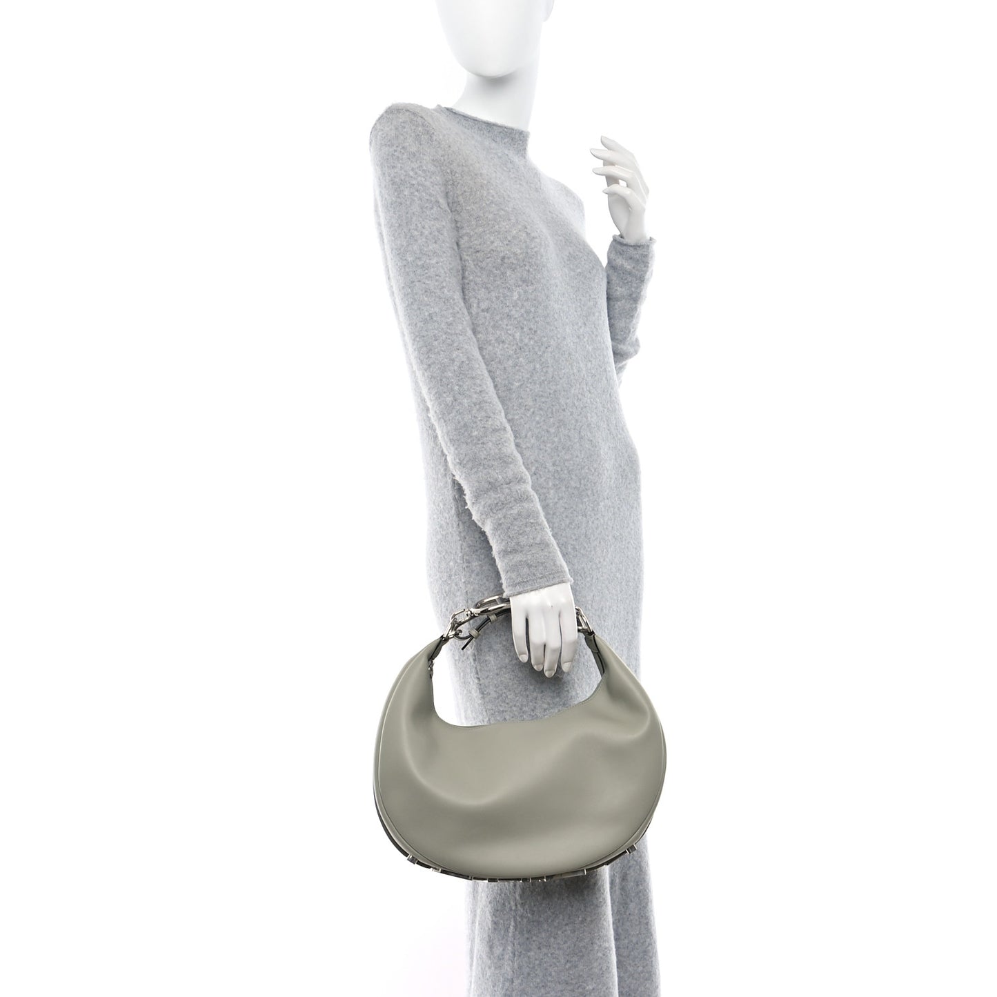 Vitello Grace Matte Medium Fendigraphy Hobo Bag Green Tea