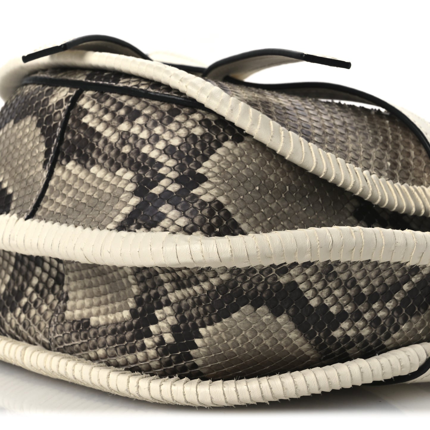 Snakeskin Calfskin Whipstitch Small Gate Crossbody Bag Ivory