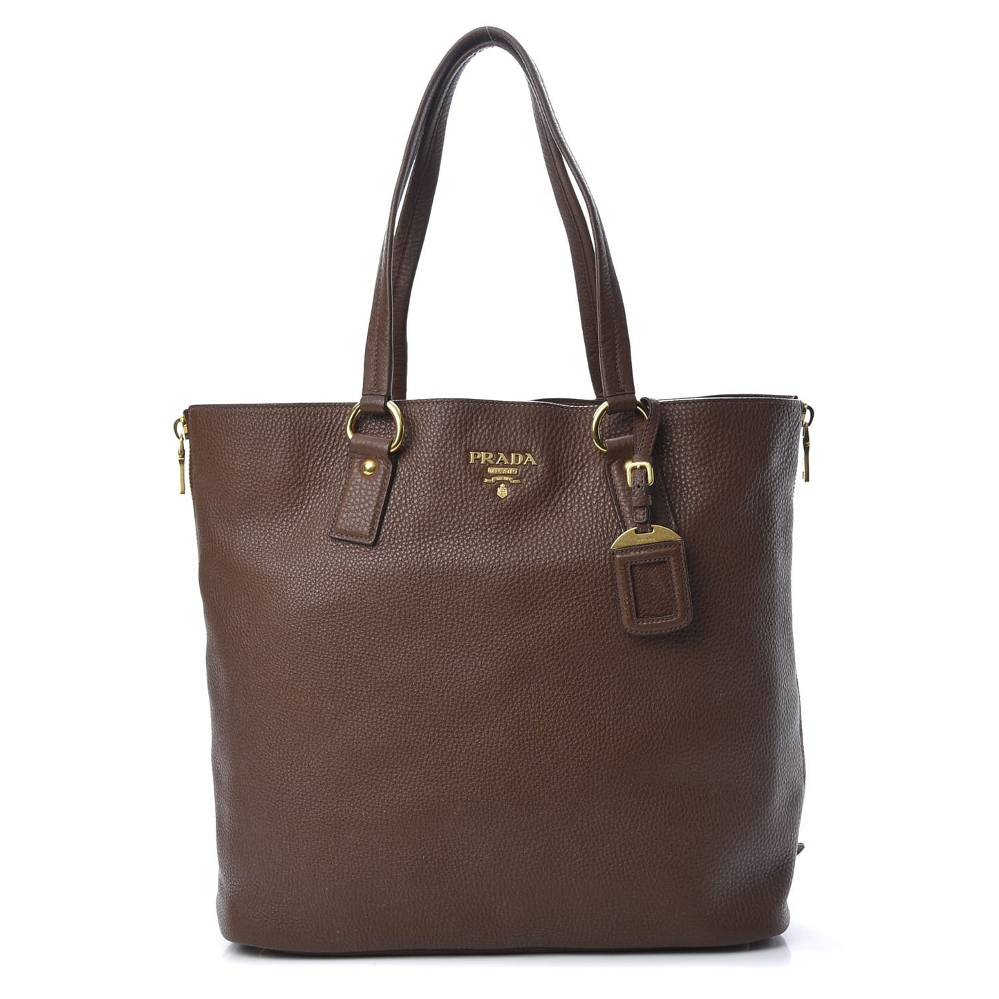 Vitello Daino Side Zip Tote Tabacco