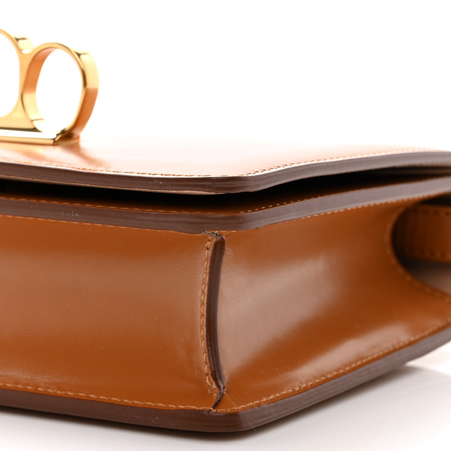 Smooth Calfskin Four Ring Knuckle Crossbody Bag Tan