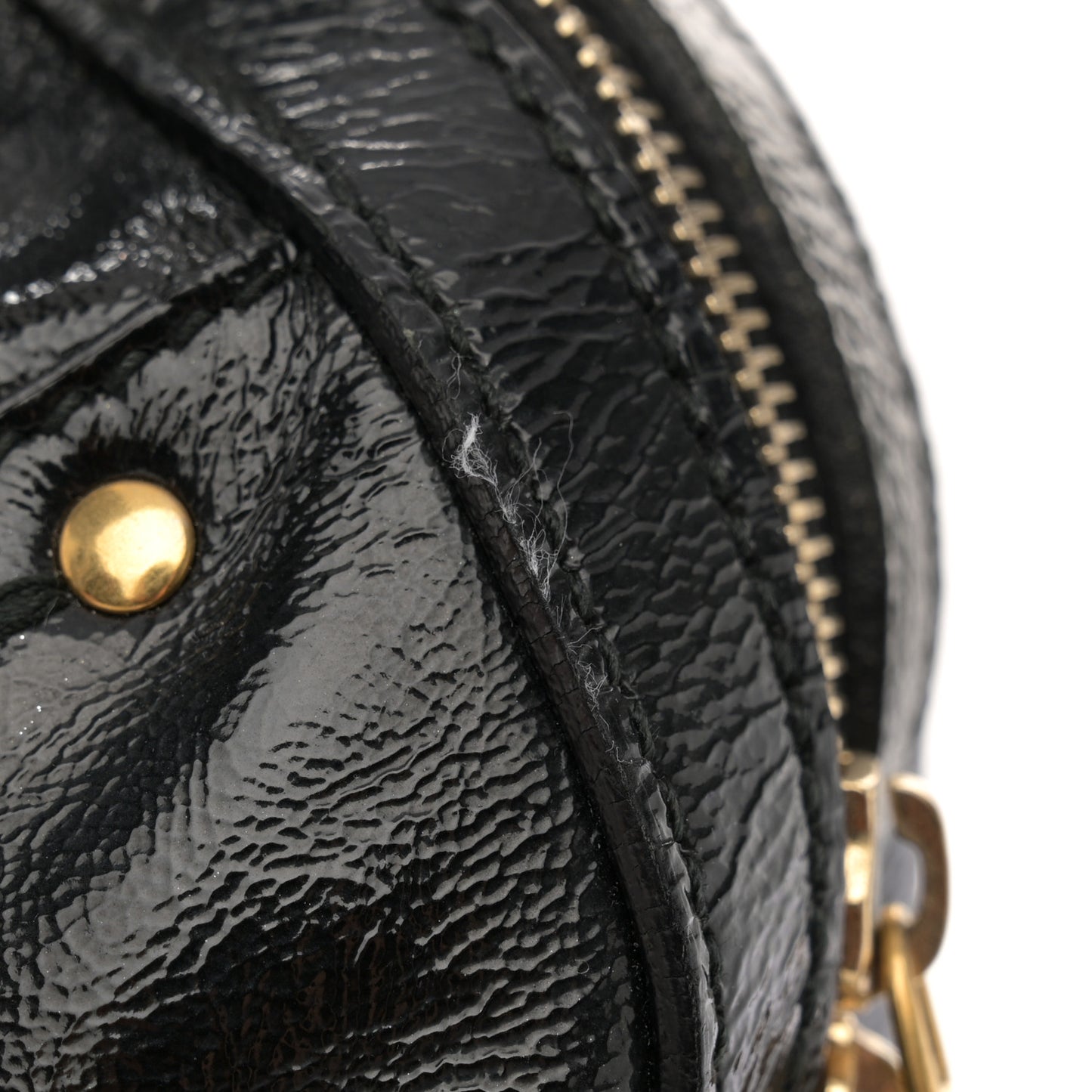 Textured Patent Calfskin Large Muse Black