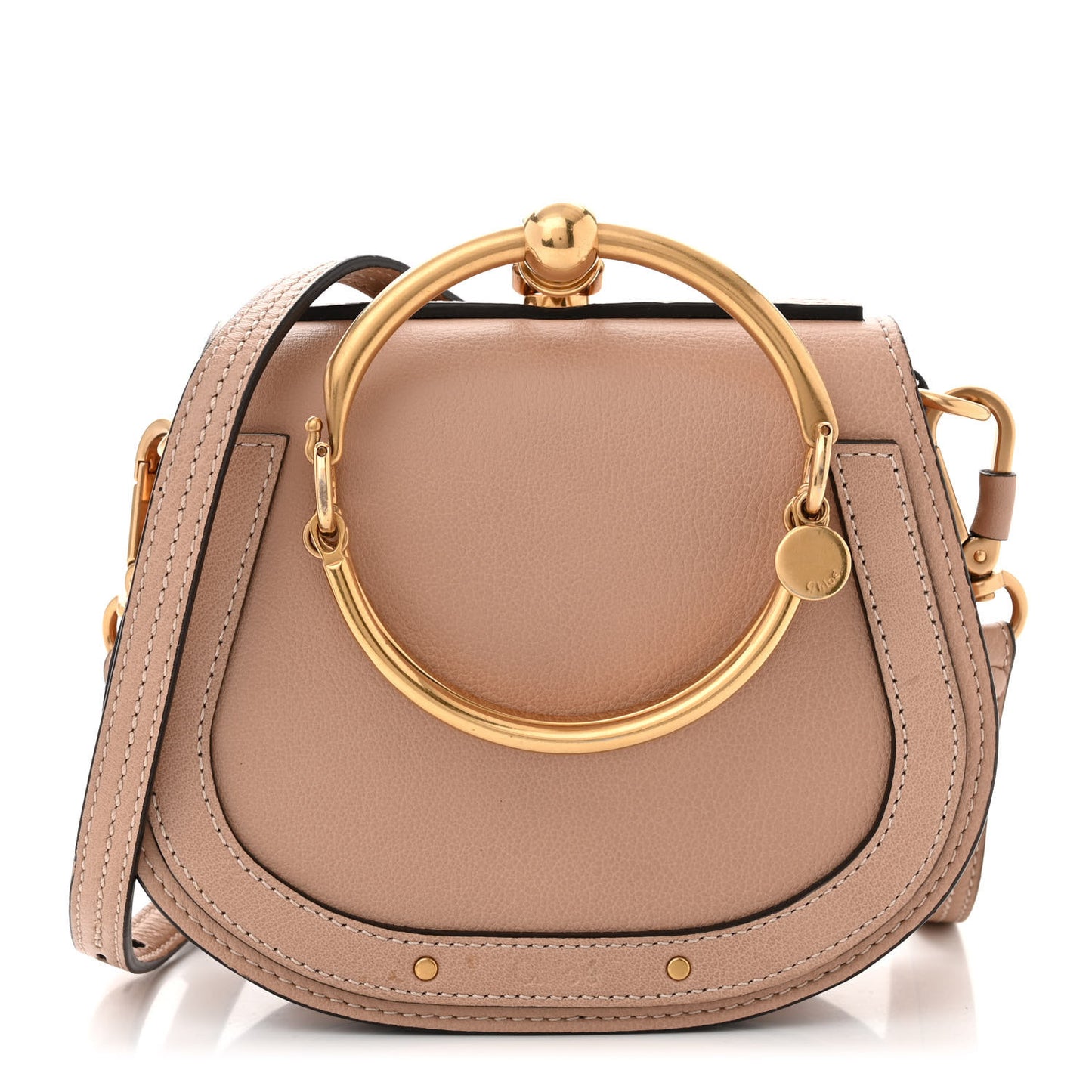 Calfskin Suede Small Nile Bracelet Bag Biscotti Beige