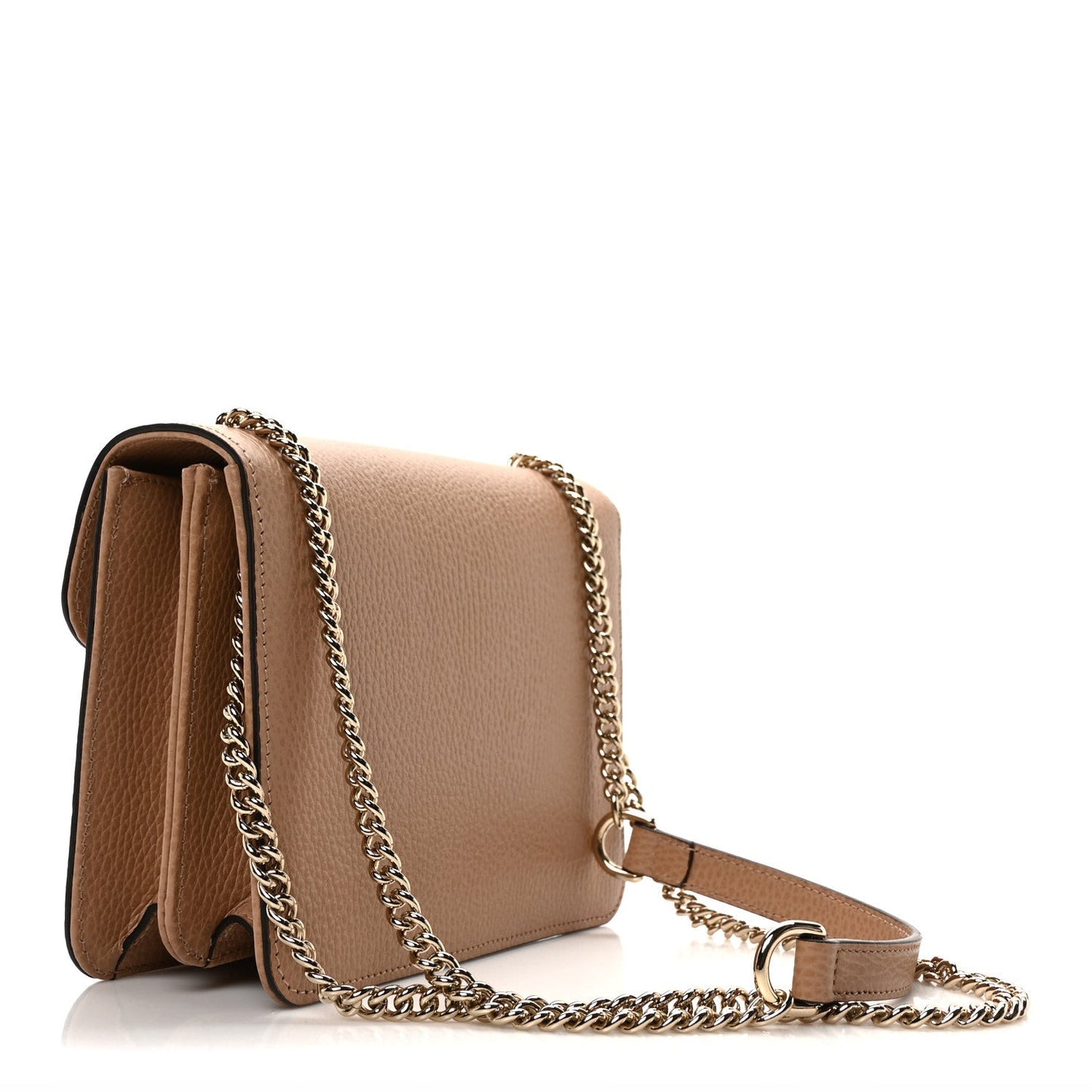 Dollar Calfskin Small Interlocking G Shoulder Bag Camelia
