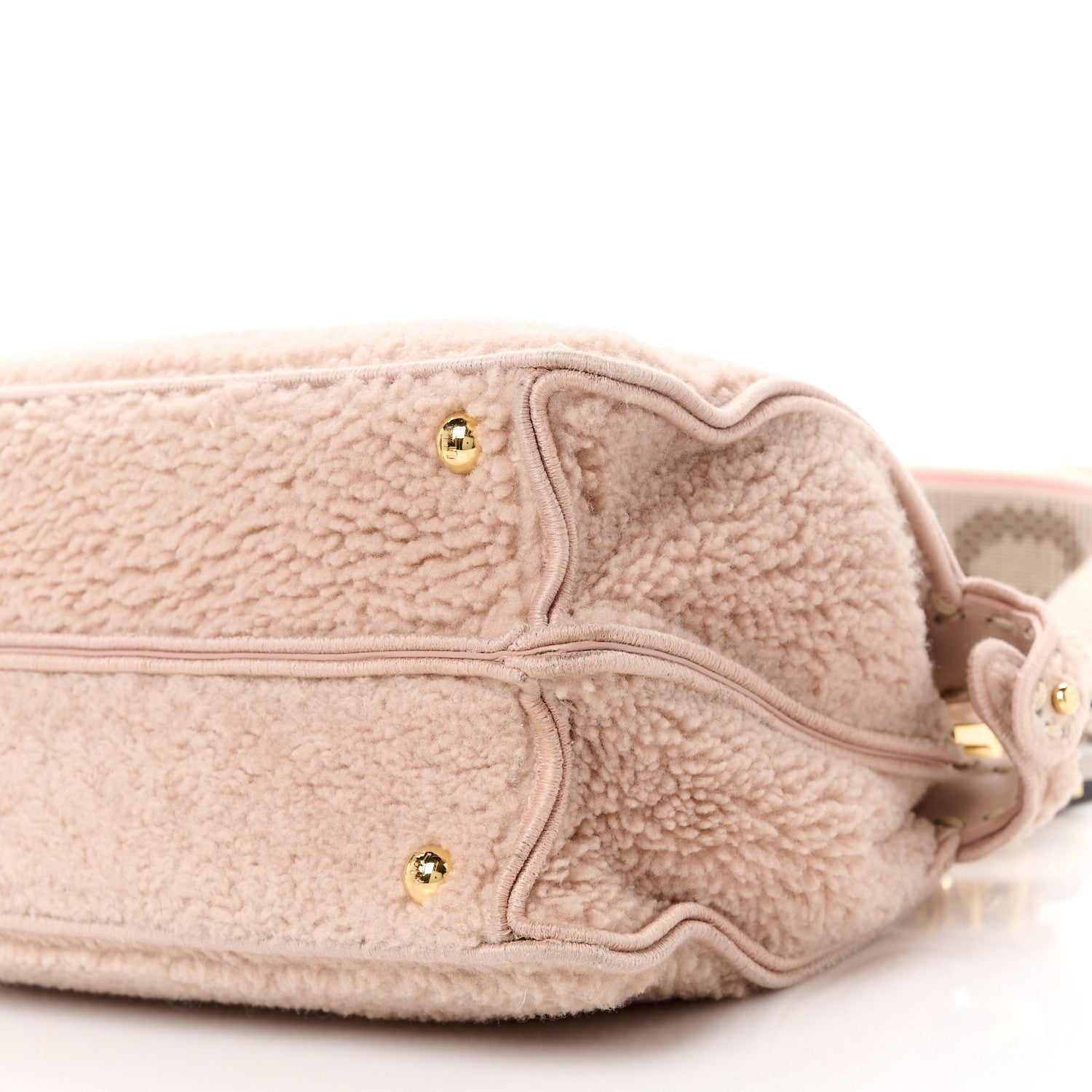 Fendi Curly Shearling Shiny Nappa Small Peekaboo I SEE U Satchel Rosa Plaster 11 of 11