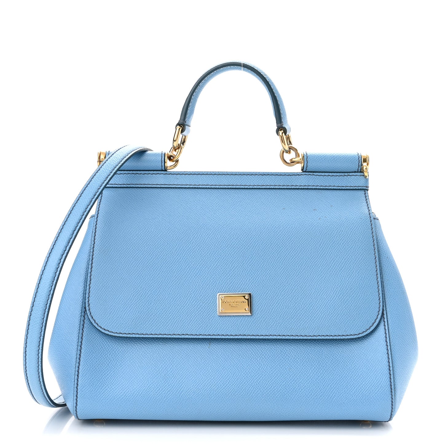 Dauphine Calfskin Medium Miss Sicily Satchel Light Blue